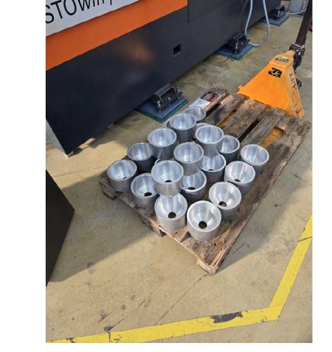 Turned aluminium analogy components used for the first machining trials with the sensor-integrated tools.