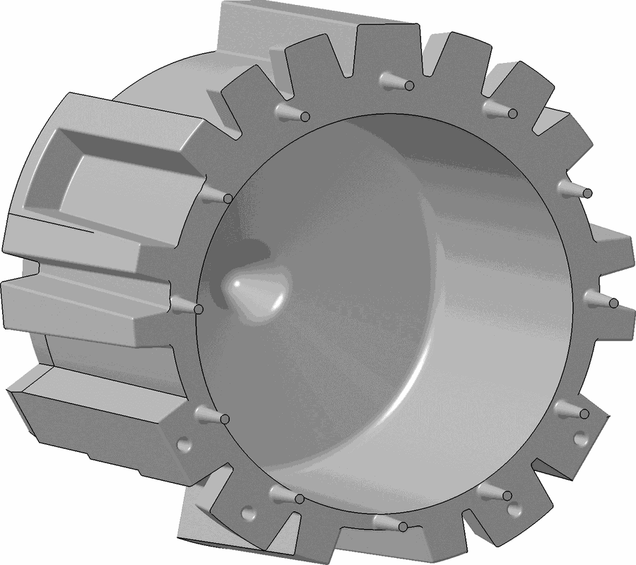 CAD model of the stator housing geometry designed for the project.