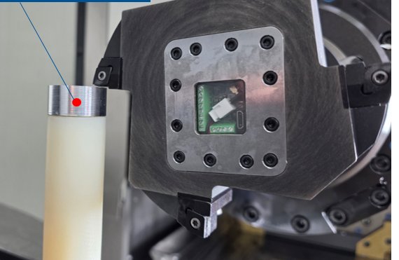 Calibration of the sensor-integrated tool on the machine against a reference force transducer.